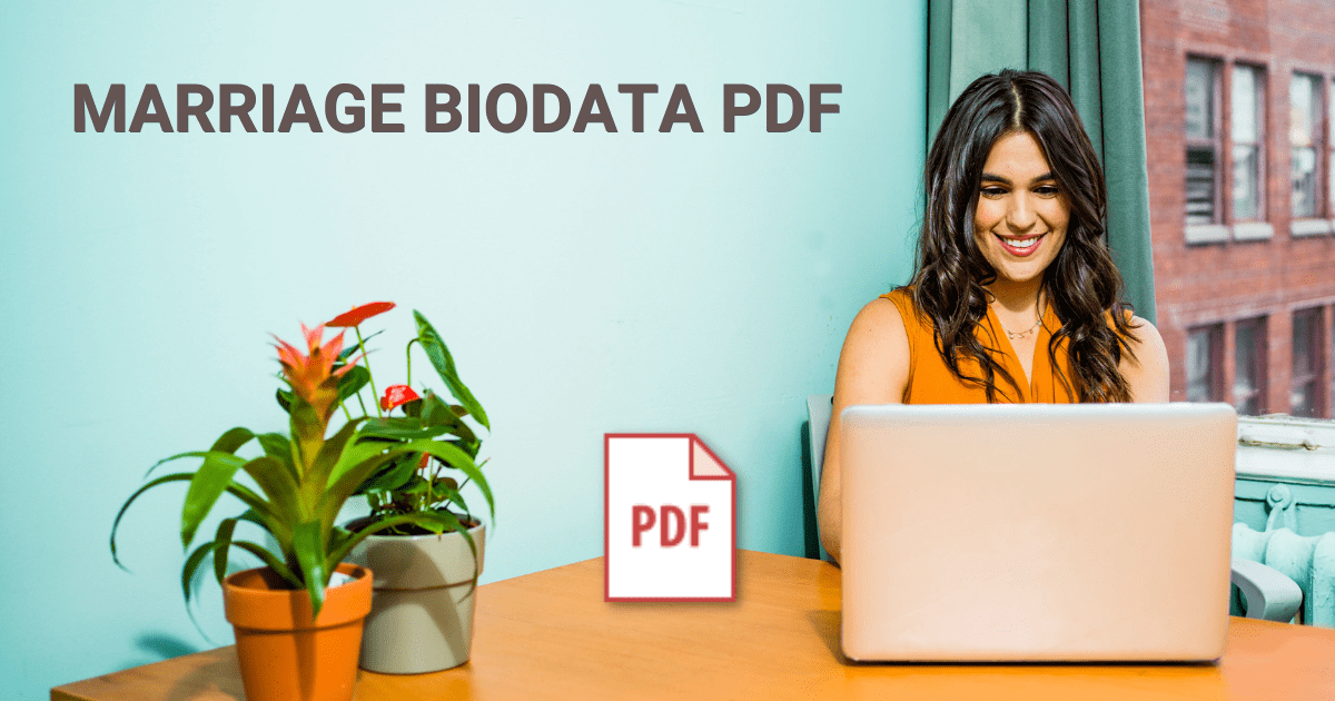 a lady downloding marriage biodata format in word on laptop