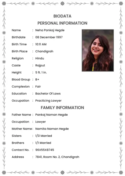 biodata for marriage in english 2