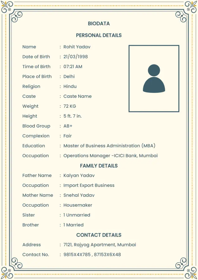 bio data format for marriage