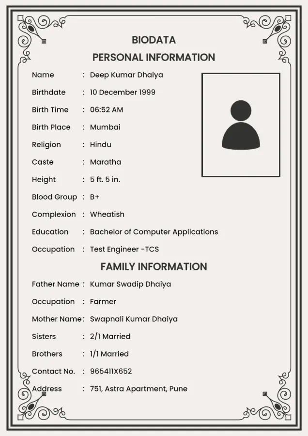 bio data format for marriage in word