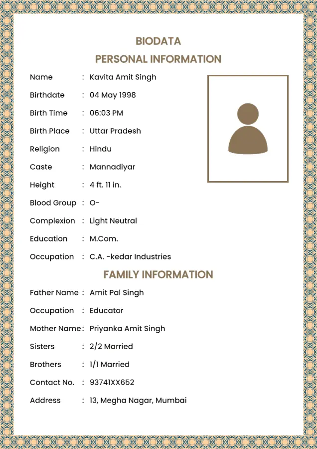 biodata for marriage pdf