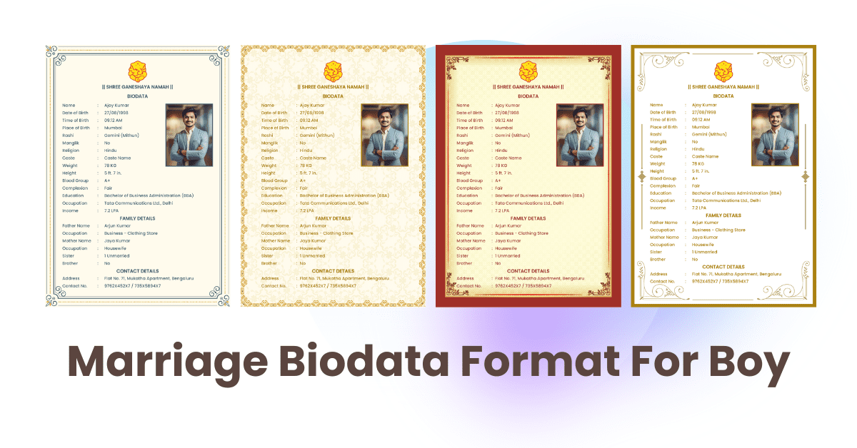 marriage biodata format for boy
